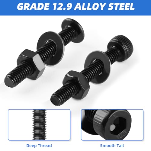 Besitu 1600Pcs M3 Screw Kit, 12.9 Grade Alloy Steel Hex Socket Button & Cap Head Metric Screw Assortment M3 Bolts and Nuts Washers Kit Black Small Machine Screw Set for 3D Printing