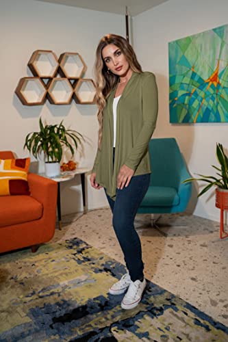 Free To Live 3 Pack Women's Long Sleeve Cardigans - Open Front Drape Lightweight Knit Sweater #TOP3