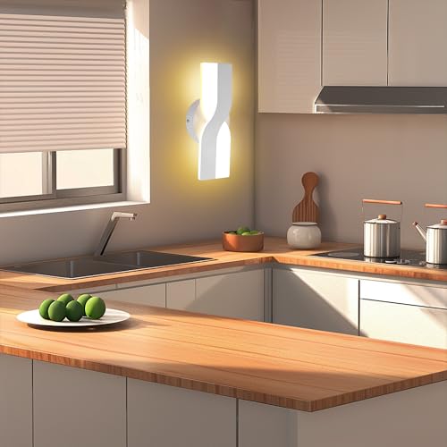 Image of Kawell 12W Minimalist LED Wall Light 1%-100% Dimming Modern Wall Sconce Hardwired Indoor Wall Lamp Square for Bedside Hallway Study Kitchen (Warm White)