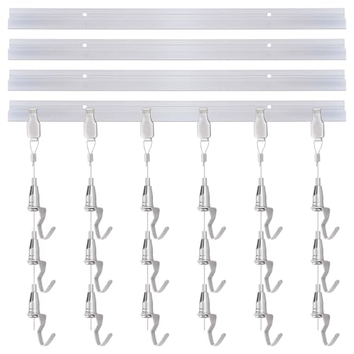 UFURMATE Système de suspension pour tableau comprenant un rail en forme de L de 40,6 cm, un fil en laiton de 2,9 m, un crochet en métal, un clip de câble métallique et un crochet réglable, matériel de