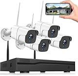 Wireless Security Camera System, with 8CH 4K NVR (500GB HDD Pre-Installed) & 4X 2MP Night Vision WiFi Cameras - Expandable to 8 Cameras, Indoor/Outdoor Security, Motion Alerts, H.265+