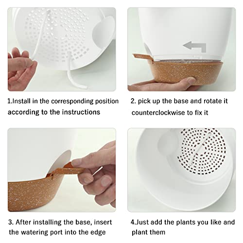 Uubemm Self Watering Planters With Drainage Holes, Set Of 3 Plastic Plant Pots With Deep Reservoir For Indoor Outdoor Garden Flowers Plants,10+9+8 Inch (White) #TOP7