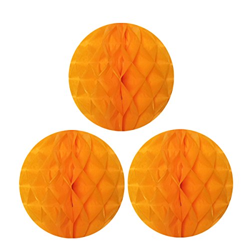 Wrapables 10" Set of 3 Tissue Honeycomb Ball Party Decorations for Weddings, Birthday Parties, Baby Showers, and Nursery Décor, Orange