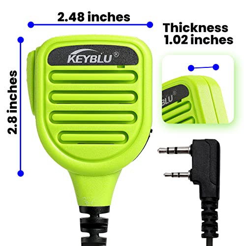 Keyblu Waterproof Shoulder Speaker Mic 2 Pin Two Way Radio Microphone With 3.5Mm Audio Jack Compatible With Baofeng Uv-5R, Btech, Kenwood, Retevis Radios Walkie Talkie (For Kenwood, Green) #TOP1