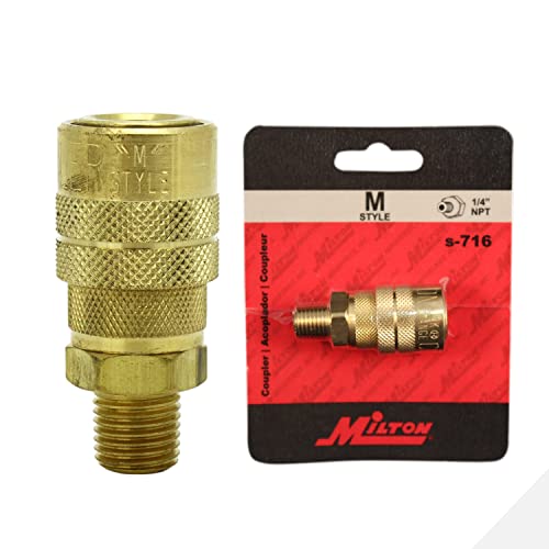 Milton (S-716) 1/4" Male Npt M Style (Industrial) Air Fitting Quick Connect Coupler Red #TOP2