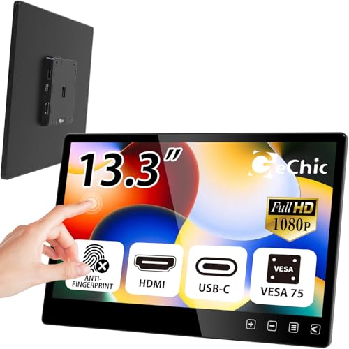 GeChic T131B T131B - Monitor touch capacitivo con HDMI/USB-C DP alt, FHD Anti-impronte VESA 75 montaggio a parete per installazione e industriale, modello successivo di T131A