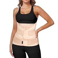 MAMODY 3 in 1 Postpartum Gürtel für Damen, Bauchgurt Nach Geburt, Rückbildungsgürtel Nach Geburt, Bauchgurt Nach Op, Postpartum Belly Wrap, Bauchbandage (Beige, S/M)