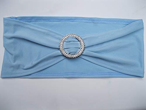 Sheyang Stretch Chair Sashes Bows Elastic Chair Bands With Buckle Slider Sashes Bows For Wedding Hotel Banquet Birthday Party Decorations (100Pcs, Light Blue) #TOP2
