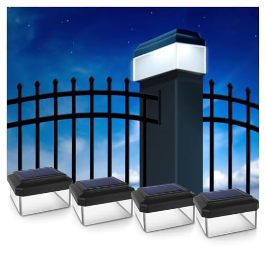 Green Blue GB125 LED Solarlampe Zaunpfahl Gartenlicht mit Dämmerungssensor Warmweiß 4000K Akku (Schwarz, 4 Stück 60x40 mm)