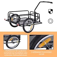 HOMCOM Fahrradanhänger Klappbar mit Kupplung Kuppler 155 x 71,5 x 77 cm – Ansicht 5