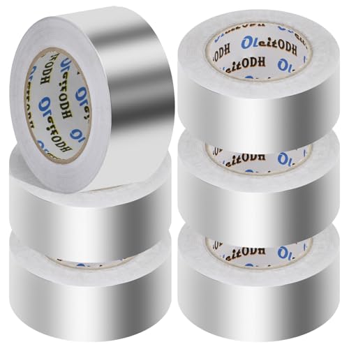Image of Oleitodh 6 Pack Aluminum Foil Tape Bulk - 2 Inch x 55 Yards - 2.7mil Heavy Duty Metal Duct Tape, Aluminum HVAC Tape for Sealing & Patching, Air Ducts, Insulation Metal Repair, Professional Grade