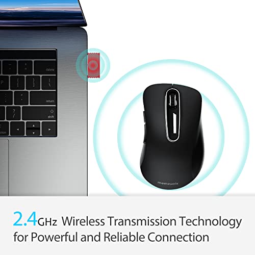 Image of memzuoix 2.4G Wireless Mouse, 1400 DPI Computer Mouse with USB Receiver, Portable Wireless USB Mice Battery Powered Cordless Mice for Laptop, PC, Desktop, 5 Buttons (Black)