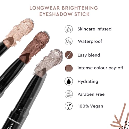 Image of Kiro Longwear Brightening Eyeshadow Stick - Sandy Copper (Brown With Bronze Pearl), 1.4g | Waterproof, High-Pigment, Hydrating | Vegan, Paraben-Free, Cruelty Free | Vitamin C & Mango Seed Oil Infused
