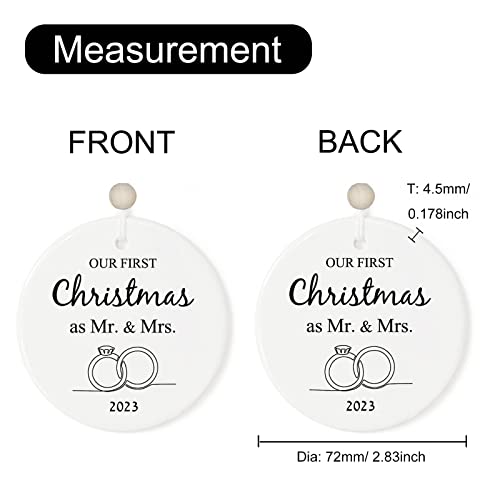 Kusry Newly Wedding Gift For Couple Unique, Our First Christmas Married Ornament 2023, 1St Xmas As Mr And Mrs Ornaments, Newlywed Gift, Bridal Shower Gift For Bride To Be, Ceramic, 2.83" #TOP3