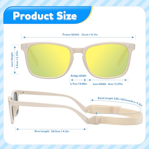 Baby Toddler Polarized Sunglasses with Strap, 3 Pack Infant Sunglasses for Boys & Girls 0-24 Months, UV Protection2