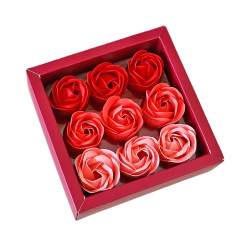 Jabón de baño perfumado floral, pétalos de rosa, 9 piezas, jabón de flores de rosa, aceite esencial, juego de jabón de rosas con forma de pétalos para mujeres, adolescentes, niñas, mamá, cumpleaños (1