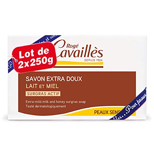 Rogé Cavaillès Savon Surgras Extra-Doux Lait et Miel Lot de 2 x 250 g