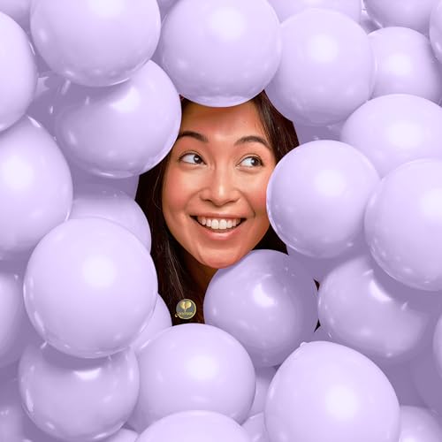 Image of AFTERLOON Natural Rubber Latex Mini Balloons 100 pcs Pastel Purple 5 Inch Latex 100 Pack, Plastic-Free Alternative Durable Thickened Extra Strong Helium Float, Baby Shower Garland Arch Wedding Decor