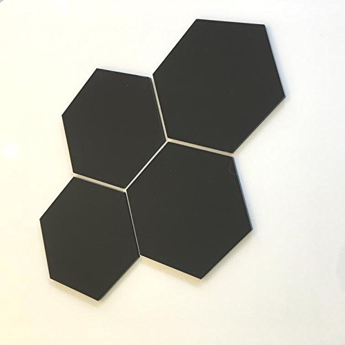 Super Cool Creations Hexagon Tiles, Black - Pack of Ten - 14cm x 16.1cm