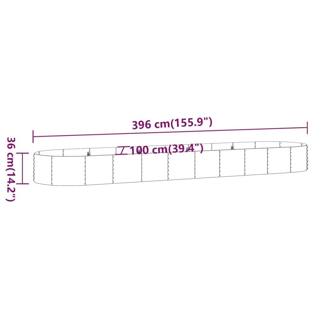 Podwyższona donica ogrodowa ze stali ocynkowanej 396x100x36 cm – duża donica na warzywa zioła kwiaty na balkon taras, proszkowo malowana odporna na rdzę, montaż wymagany, kolor zielony