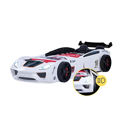 Coemo Autobett Dream Racer Sport Weiß Kinderbett im Rennauto-Design mit...
