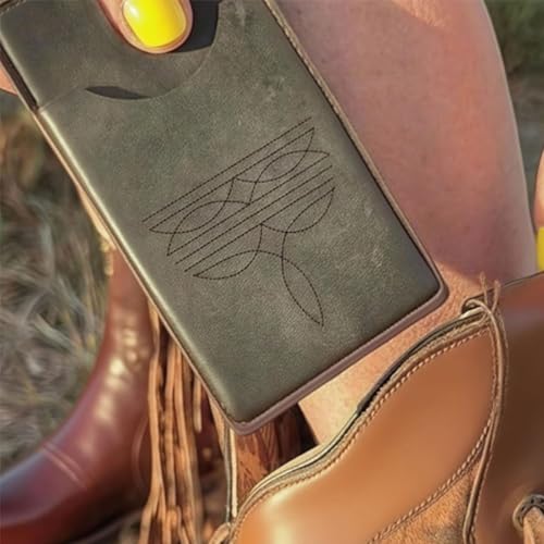 Western Boot Wallet With Snap Strap,Fashionable Handmade Leather Wallet Card Holder,Small Wallet With Snap Closure, Multiple Cards.(Black+pink)3