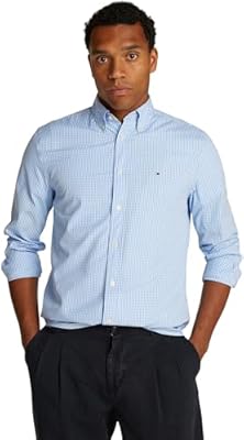 Tommy Hilfiger Camisa Hombre Flex Poplin Gingham Regular Fit  Multicolor  Sweet Blue/Optic White   L
