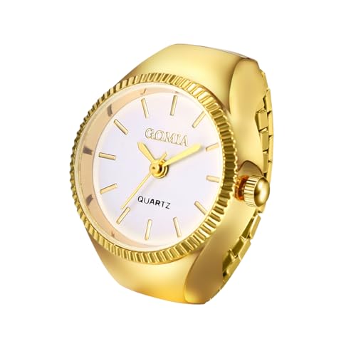 jewelrywe men women finger watches set wholesale gold silver plated elastic watch rings round quartz ring watches