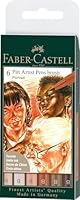 Faber-Castell Tuschestift Pitt Artist Pen B, Farbmix Portrait, 6 Stück im Etui FC167167, bunt