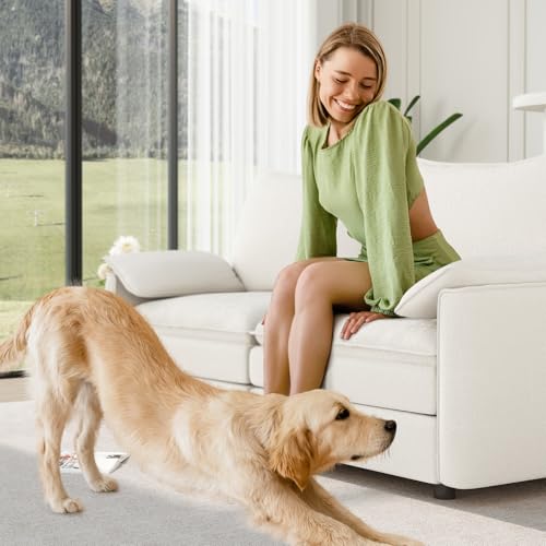 Image of Vesgantti 74 inch Loveseat Sofa for Living Room, Comfy Cloud Couch Deep Seat Chenille Modern 2 Seater Small Sofa with Armrest Pillow, Easy Assembly for Small Spaces, Snow White