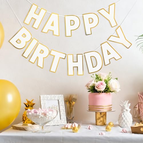 Image of Pre-Strung Happy Birthday Banner White Party Decorations