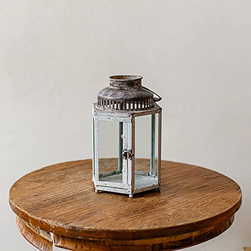 Bougeoir portable antique en verre opaque et finitions métalliques