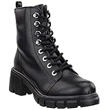 MIA Womens Mila Combat Boots Ankle Mid Heel 2-3' - Black - Size 7.5 B