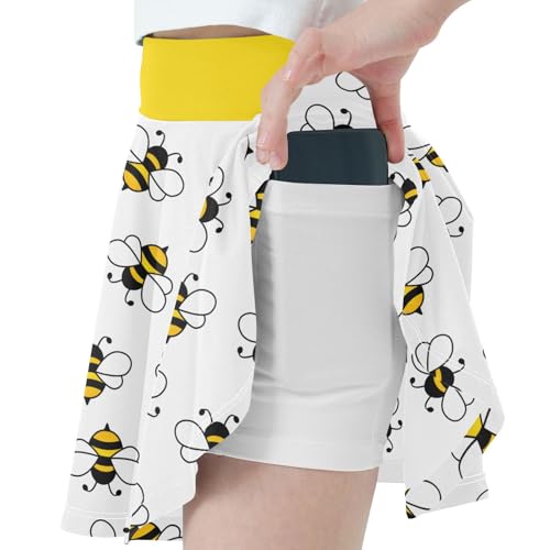 Girls Skorts High Waist Athletic Skirts with Shorts Cartoon Little Bee Stretchy Teens Performance Tennis2