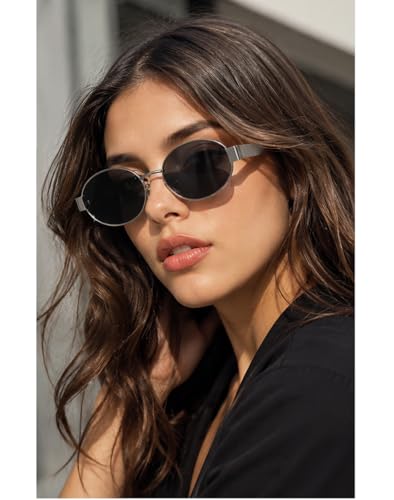 Image of FAVELA Retro Oval Sunglasses for Women & Men | Trendy Metal Sun Glasses Classic Shades | UV400 Protection Retro Oval Sunglasses Vintage Style.