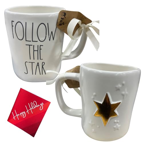 Taza de Cerámica Rae Dunn 16 oz con Diseño FOLLOW THE STAR miniatura 1