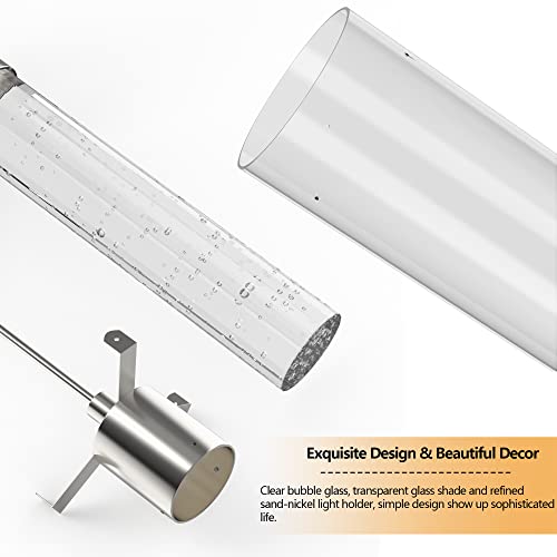 Esfos Pendant Ceiling Light Fixture, LED Kitchen Lighting Crystal Pendant Lights Kitchen Island, 1-Light Integrated Kitchen Hanging Light Fixture Modern Island Light with Bubble Glass Three Pack - Image 3