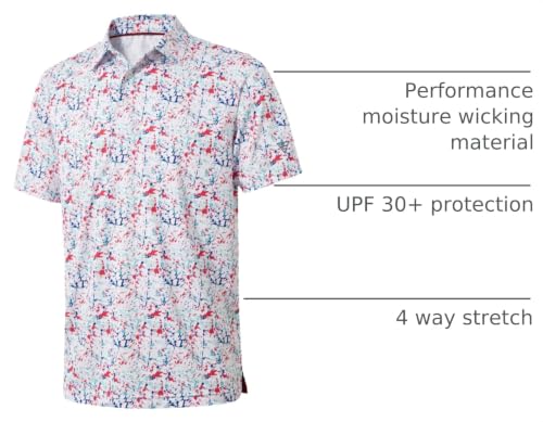 Image of Golf Shirts for Men Dry Fit Short Sleeve Print Performance Moisture Wicking Polo Shirt
