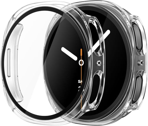 ULOE For Galaxy Watch 8 44mm �P�[�X, �y�ʒ����^ PC�f��+�����K���X�t�B������̌^ ���h�~ �S�ʕی� �����ߗ� �����ȒP �ϏՌ� �w��h�~ �Ή� Samsung �M�����N�V�[ Watch 8 44mm �ی�J�o�[(�N���A)