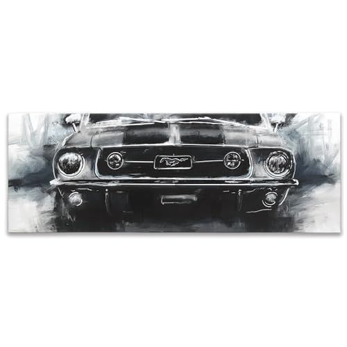 Toile Ford Mustang noire et blanche, cadeau ideal pour decoration murale de salon
