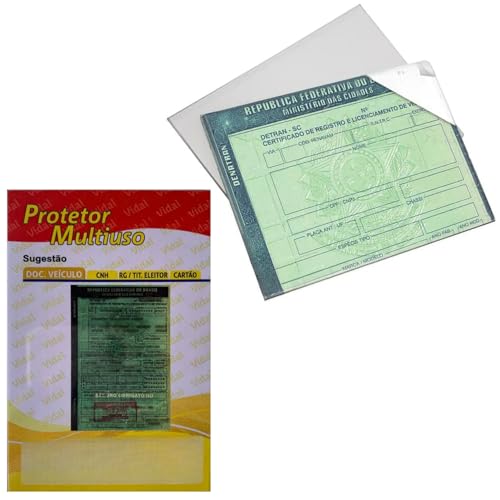Protetor de Documento Veicular CRLV - Porta Documentos de Carro Rígido Transparente - Tamanho Oficial