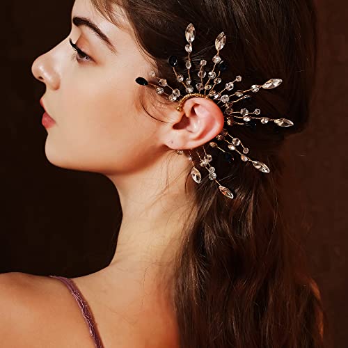 Rhinestone Elf Ear Cuff Fairy Flower Single Left Handmade Earring For Women #TOP2