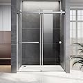 UNIKOO 56"- 60" W×80" H Frameless Stainless Steel Bypass Shower Door in Brushed Nickel with 3/8" (10mm) Certified Tempered Clear Glass. The Royal Series UKD01-6080-BN
