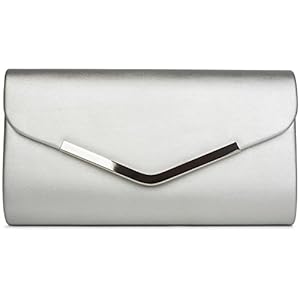 styleBREAKER Koppeling Avondtas in enveloppe-ontwerp met metalen bekleding en afneembare ketting om de hals te hangen, dames 02012131, Farbe:Zilver