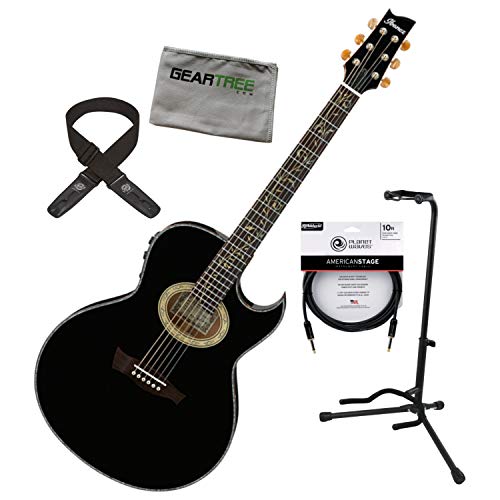 Ibanez EP10BP Steve Vai Signature Black Acoustic Electric Guitar w/Strap, Cable