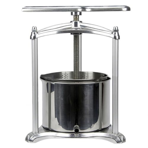 XADBDM 手動ジューサー 蜂蜜圧搾機 果汁しぼり器 ステンレス鋼 T字型ハンドル付き 2L 3L 6L 回転により労力を節約 ジュースしぼり器 果汁絞り器 ハンドル メッシュバッグ付き 耐圧性と変形性 酸化されにくい 蜂蜜濾過器 家庭用 圧搾機 業務用