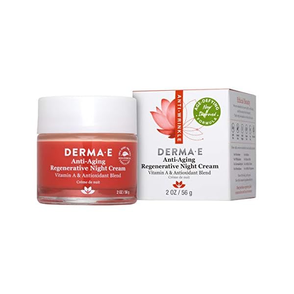 DERMA-E-Anti-Aging-Regenerative-Night-Cream-2-oz DERMA E Anti-Aging Regenerative Night Cream – Firming Astaxanthin Moisturizer for Face – Lightweight Overnight Anti-Wrinkle Cream with Jojoba Oil and Vitamin E, 2 oz