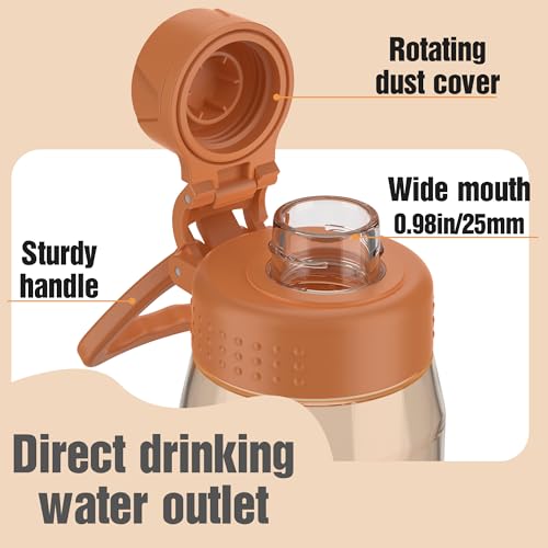 Image of 32oz Clear Water Bottle - BPA-Free Tritan Plastic, Fast Flow Spout Lid, Wide Mouth & Leakproof Design Hiking Water Bottle Suitable for Travel, Outdoors, Gym, Travel, Home, School(Orange)