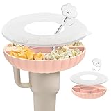 Stanley Snack Tray, Food Grade Silicone Snack Bowl for Stanley Cup 40 oz Accessories with Straws Cover, Snack Bowl for Tumbler Accessories (Pink)
