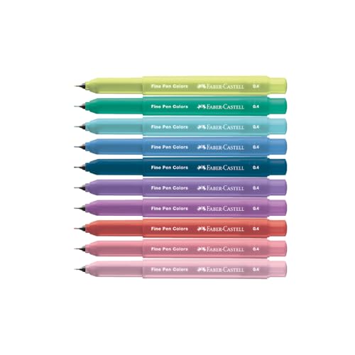Fine Pen Colors Shoulder Bag Breeze Faber-Castell + 10 Canetas Ponta Porosa Fina, 0.4 (2 es/cada) -